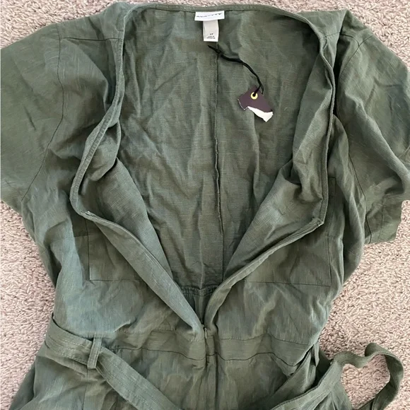 Ava + Viv NEW Olive Green Adjustable Belt Zip Closure Jumpsuit - Picture 4 of 6